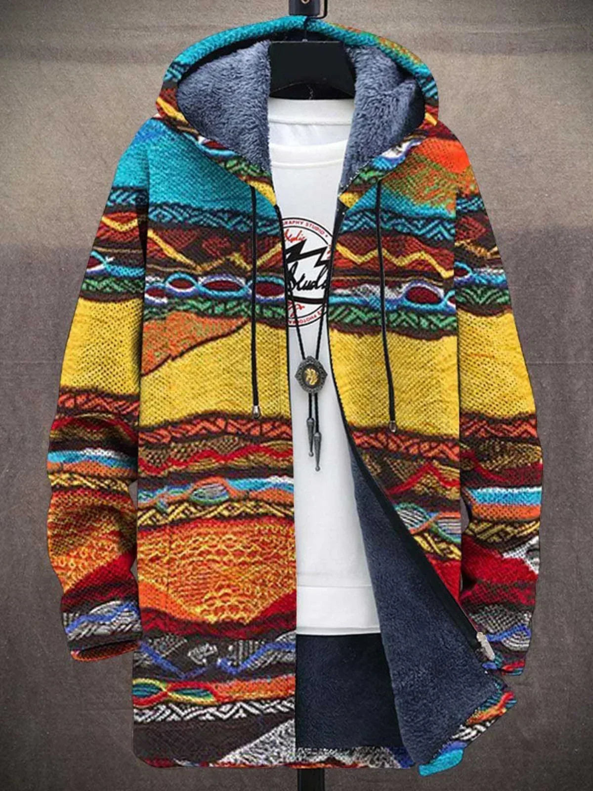 Cynthia Artful Hooded Cardigan - Retro