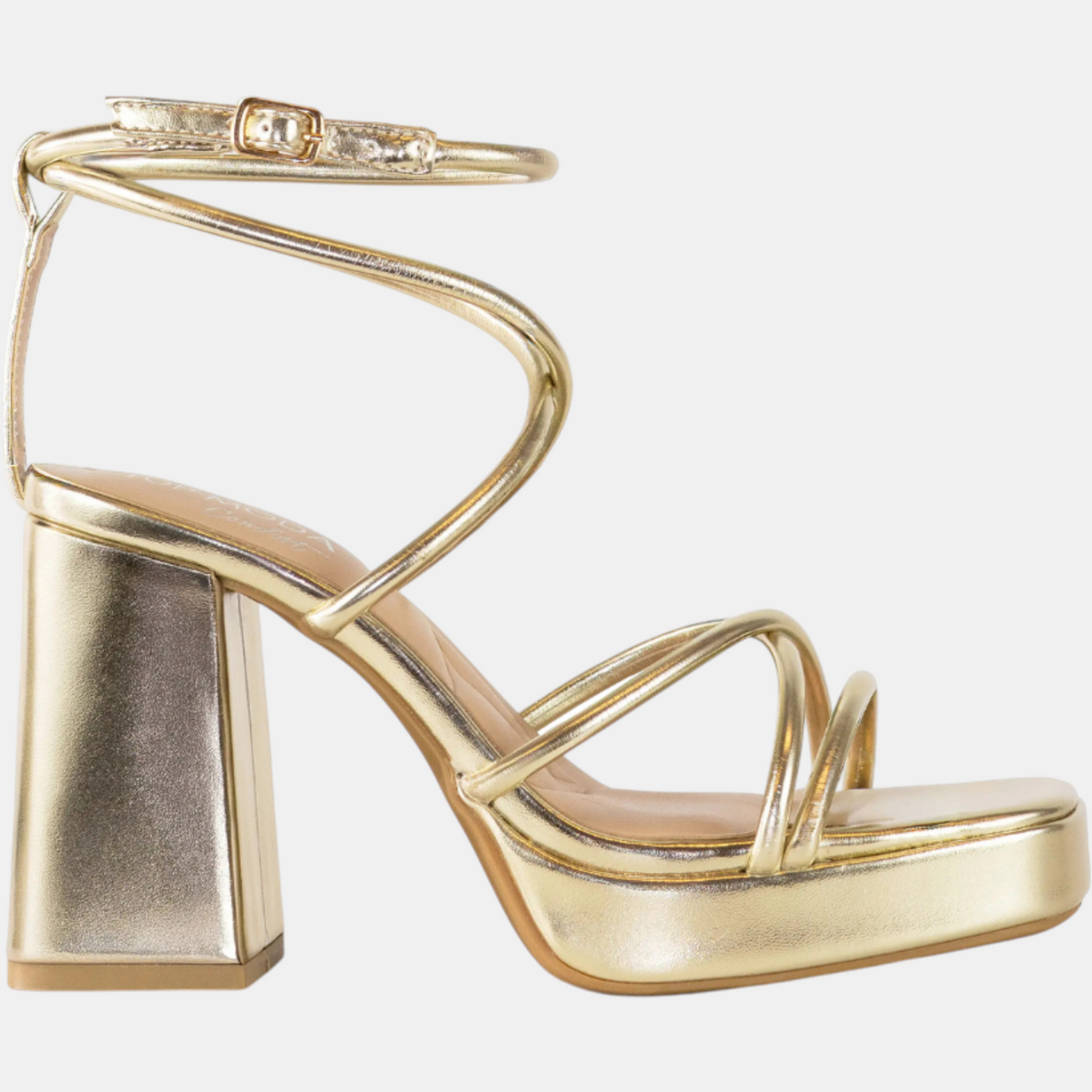 Women's Platform Block Heel Strappy Square Toe Sandals