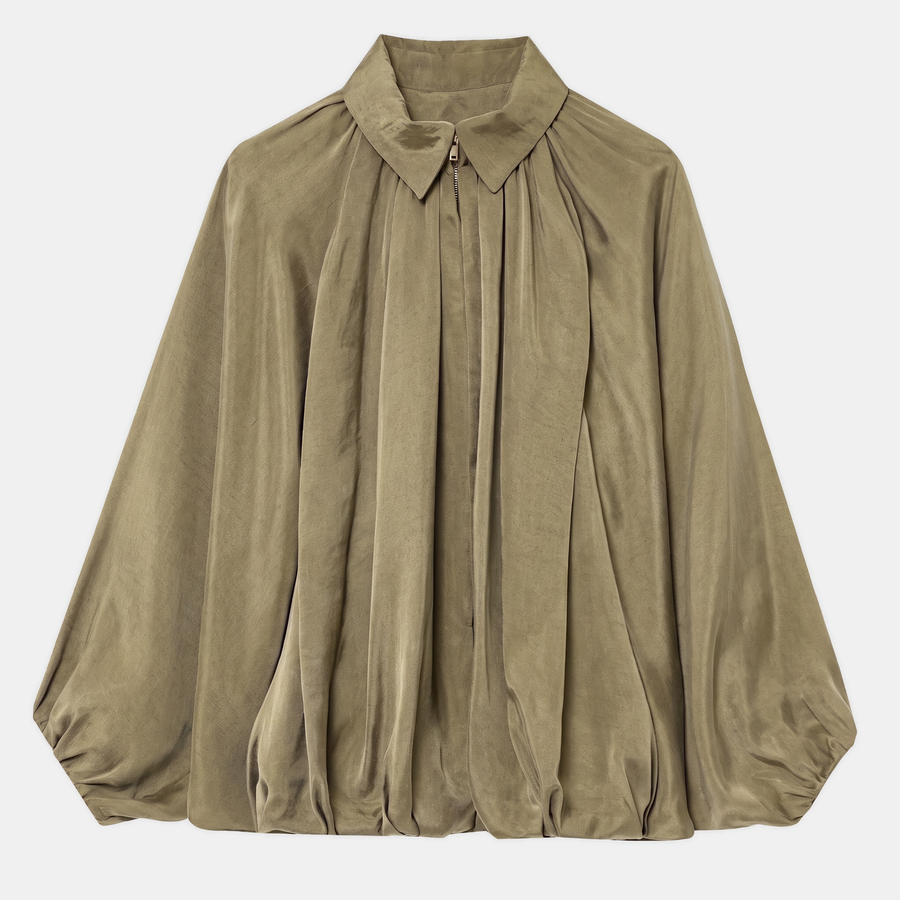 Women's Oversized Bubble Hem Batwing Bomber Jacket