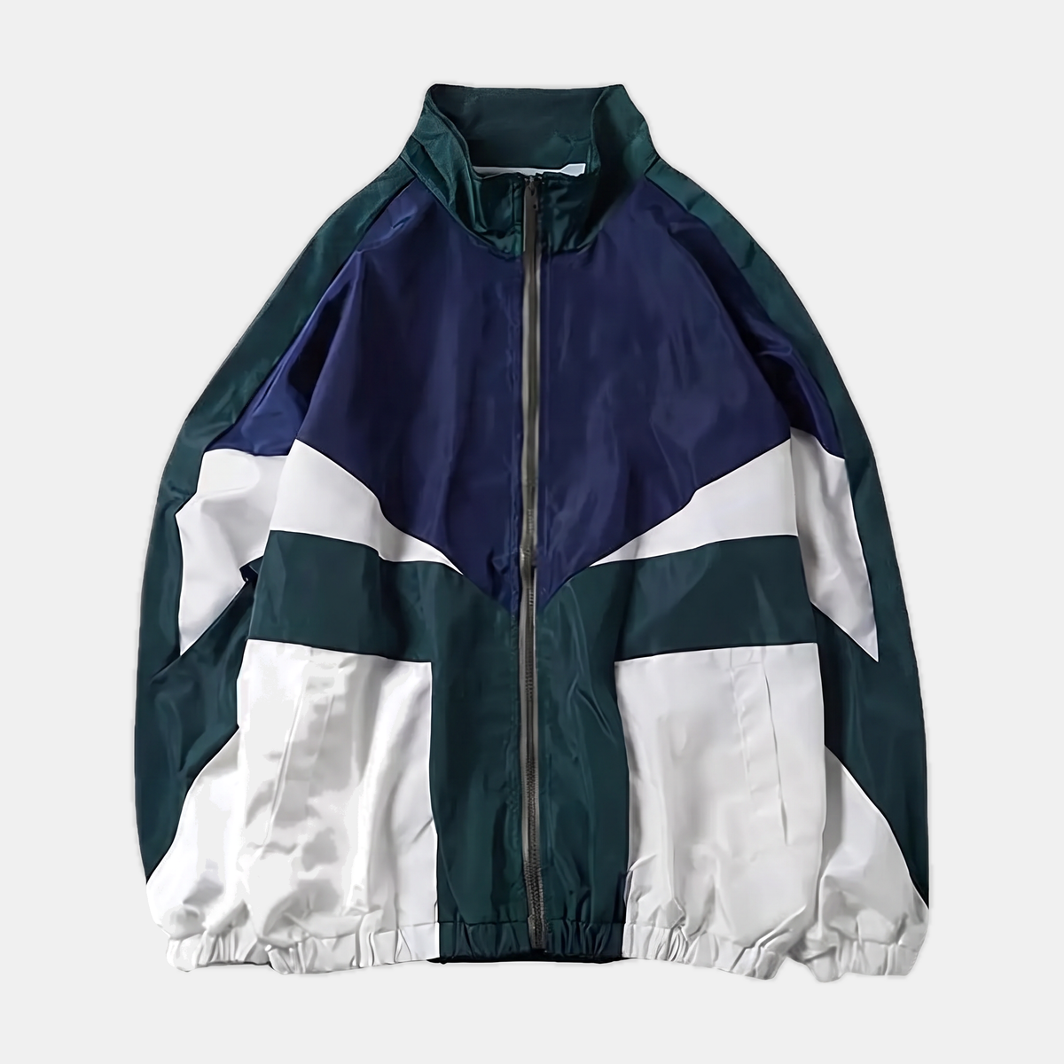 Women's Colorblock Windbreaker Oversized Zip Up Track Jacket