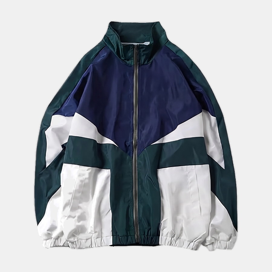 Women's Colorblock Windbreaker Oversized Zip Up Track Jacket