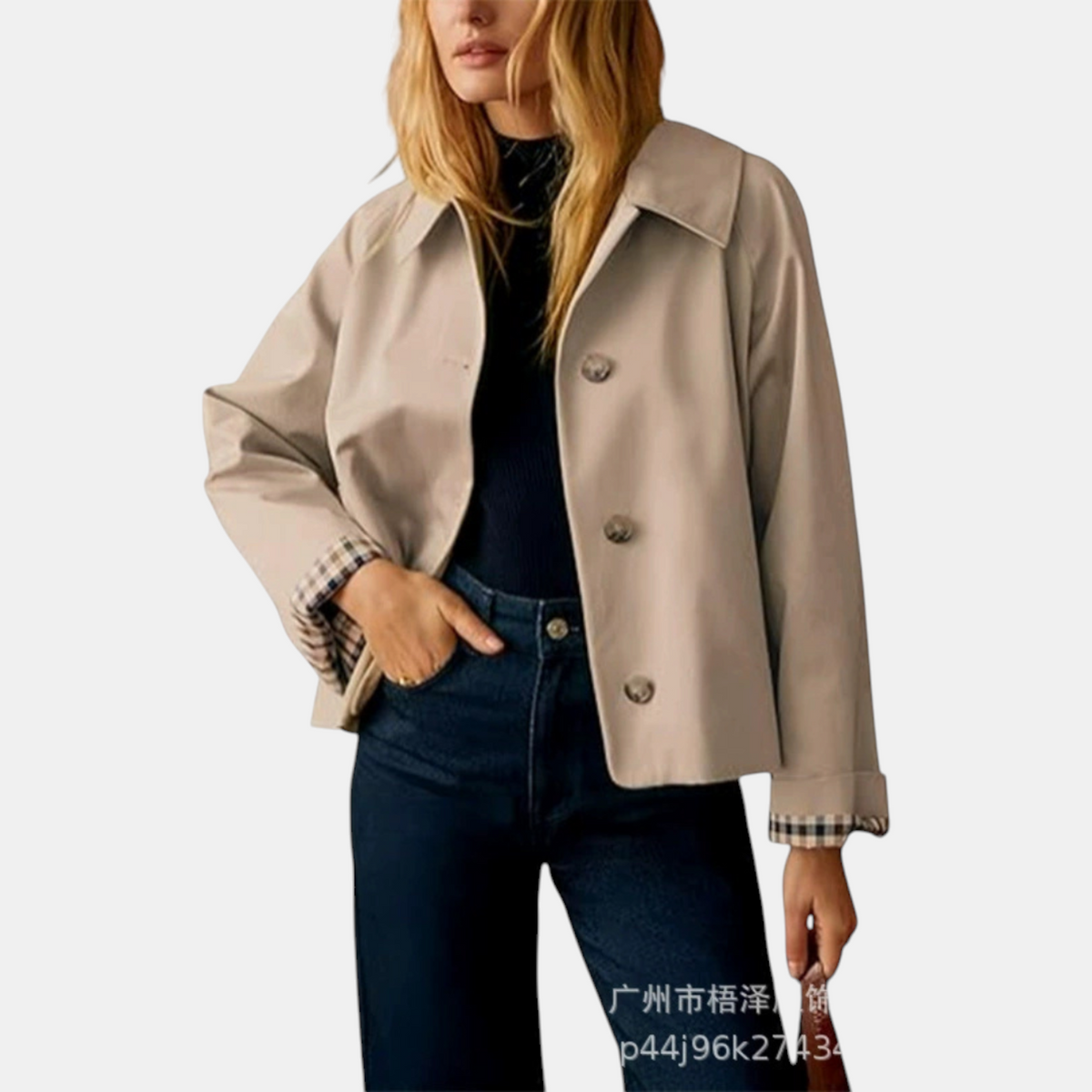 Women's Plaid Lined Cropped Button Front Jacket