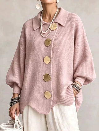 Isadora Oversized Collared Cardigan - Pink
