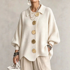 Isadora Oversized Collared Cardigan - Cream