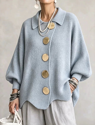 Isadora Oversized Collared Cardigan - Sky Blue