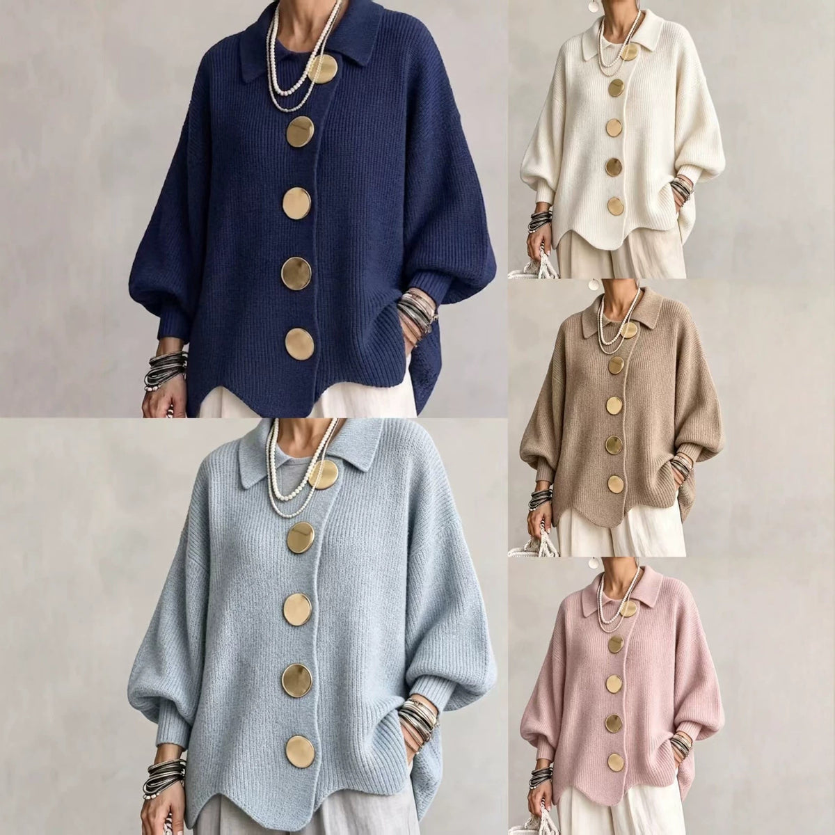Isadora Oversized Collared Cardigan detail