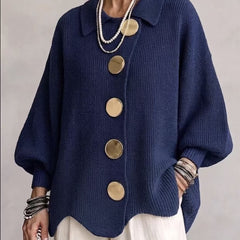 Isadora Oversized Collared Cardigan - Blue
