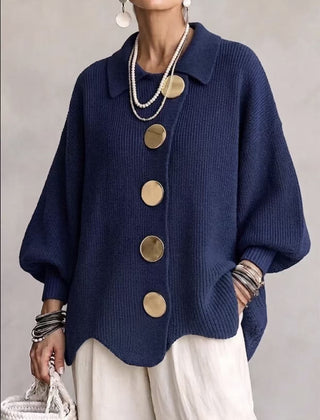 Isadora Oversized Collared Cardigan - Blue