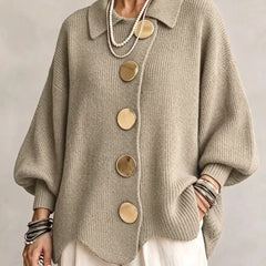 Isadora Oversized Collared Cardigan - Khaki