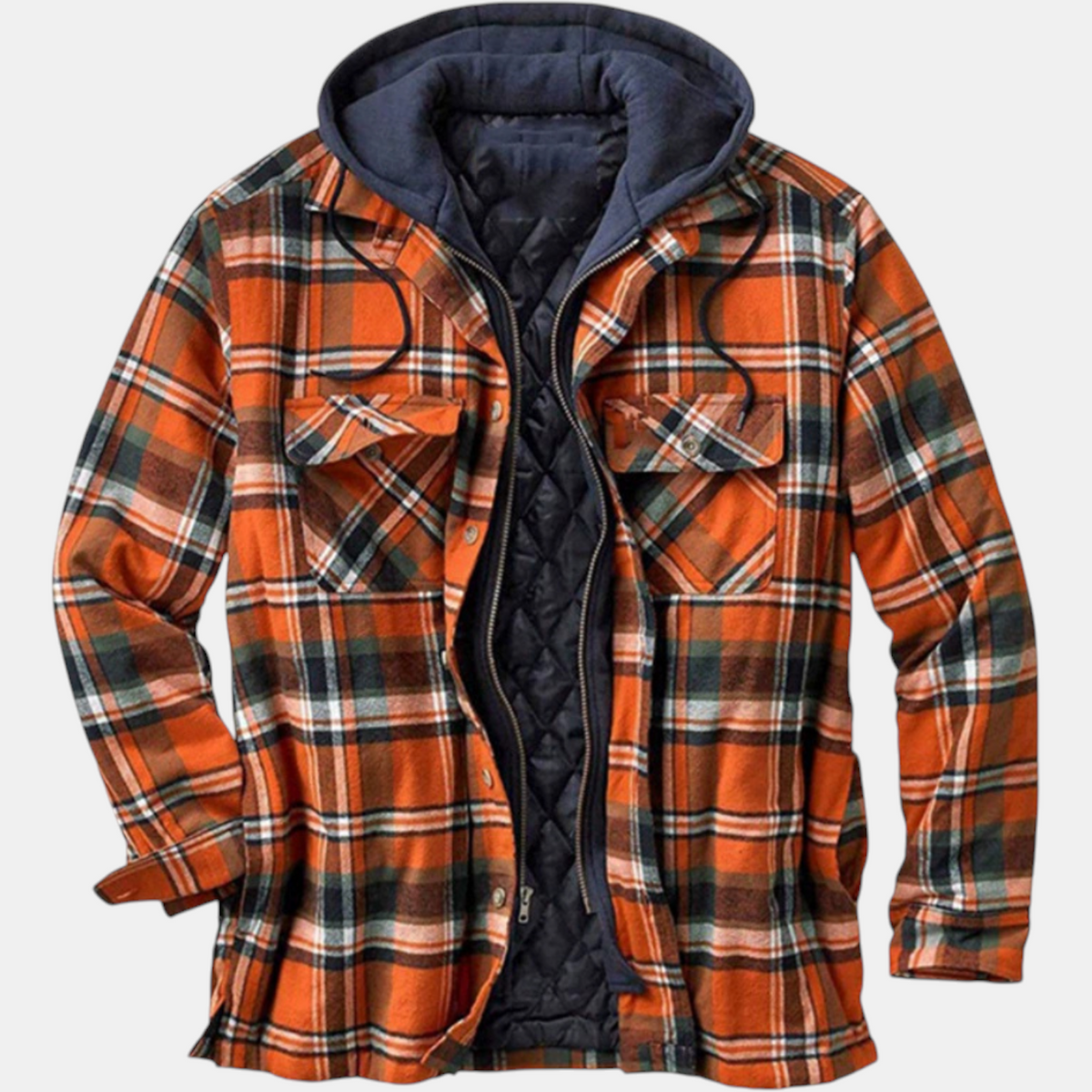 Women's Quilted Lined Hooded Flannel Shirt Jacket
