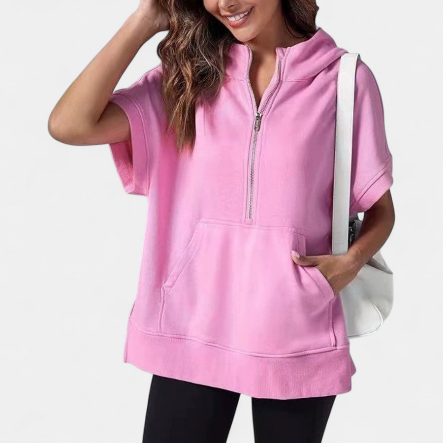 WINNIE™ – Relaxed Hooded Short-Sleeve Sweatshirt