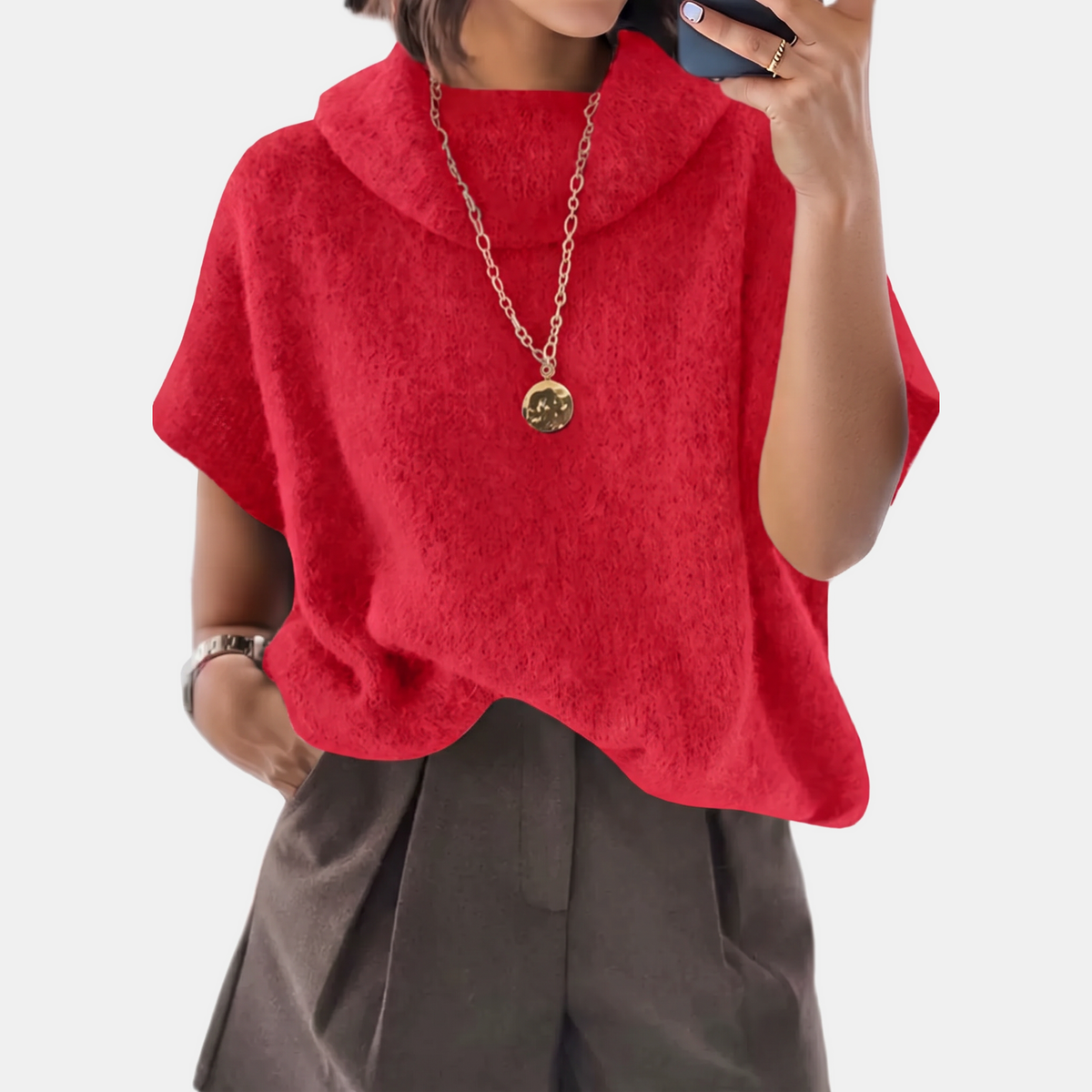 Women's Turtleneck Batwing Sleeve Oversized Knit Sweater