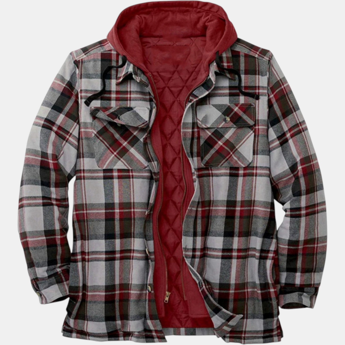 Women's Quilted Lined Hooded Flannel Shirt Jacket