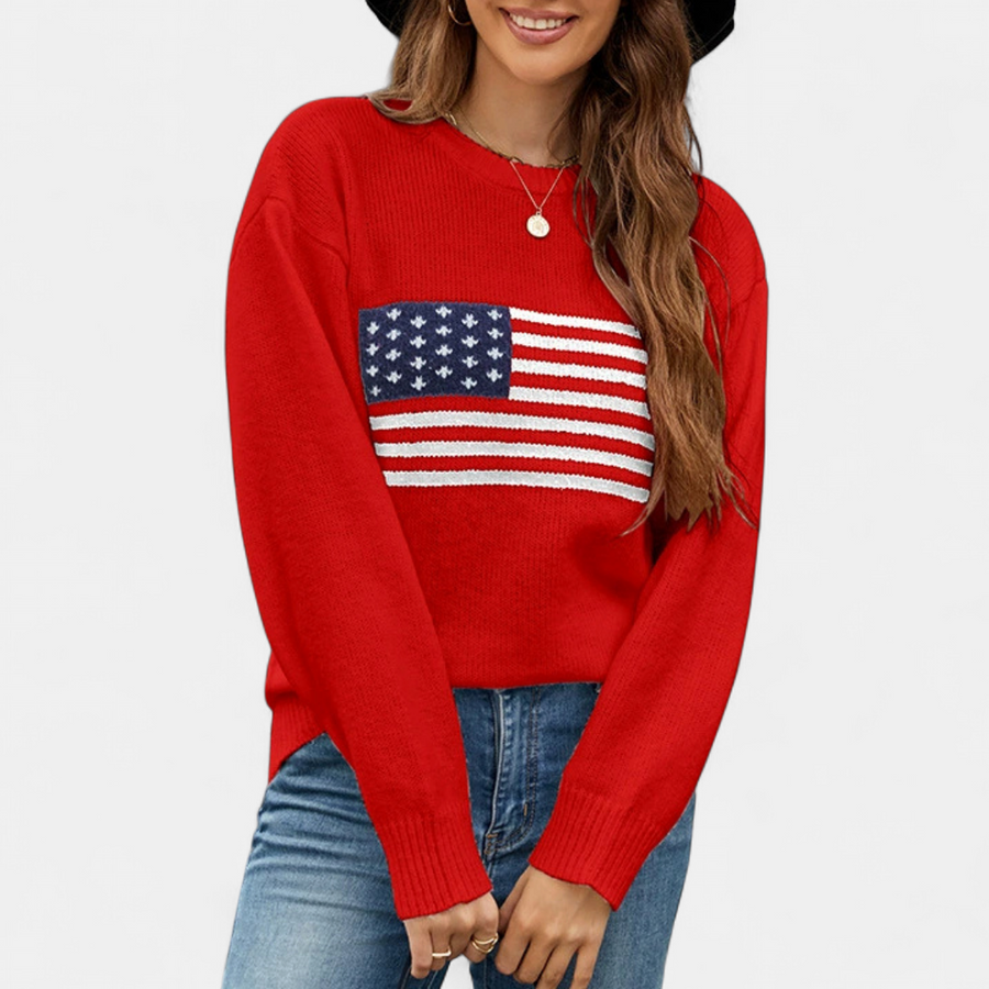 STELLA™ – Patriotic Flag Knit Sweater