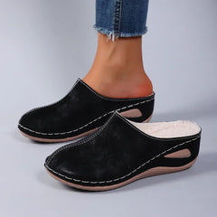 Colleen - Warm Lined Orthopedic Slippers - Black