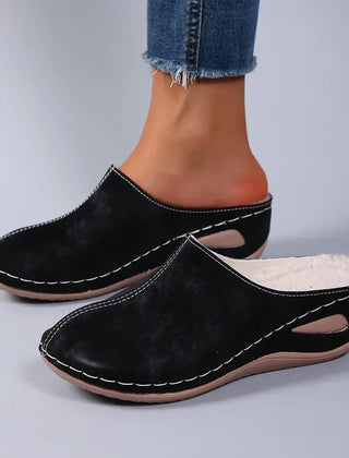 Colleen - Warm Lined Orthopedic Slippers - Black