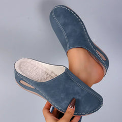 Colleen - Warm Lined Orthopedic Slippers - Blue