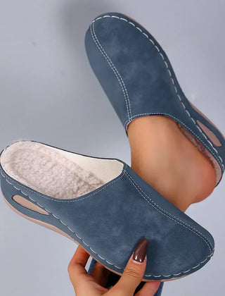Colleen - Warm Lined Orthopedic Slippers - Blue