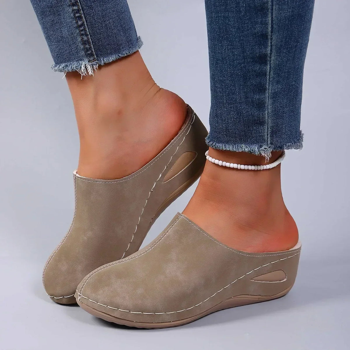 Colleen - Warm Lined Orthopedic Slippers - Brown