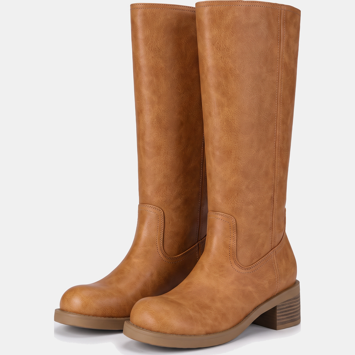 Women's Square Toe Block Heel Knee High Boots