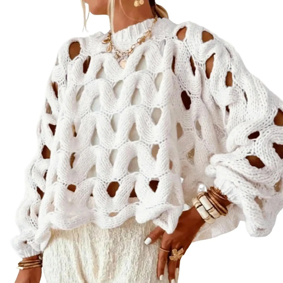 MARINA™ – Openwork Crochet Pullover Sweater