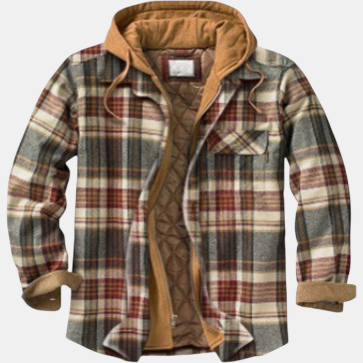 Women's Quilted Lined Hooded Flannel Shirt Jacket