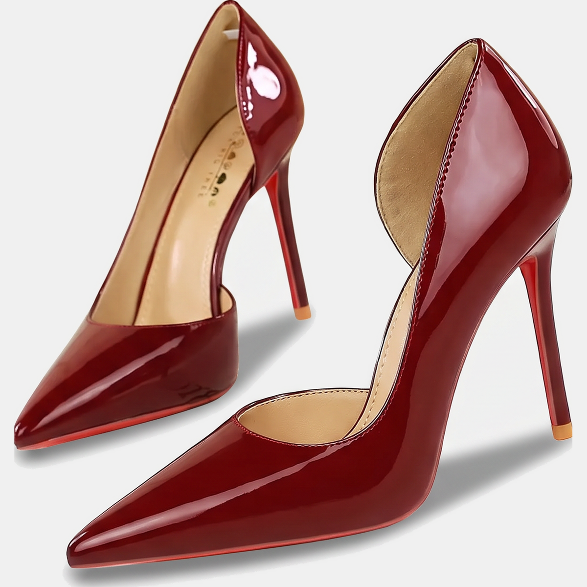 Women's Patent Leather Pointed Toe D'Orsay Stiletto Heels