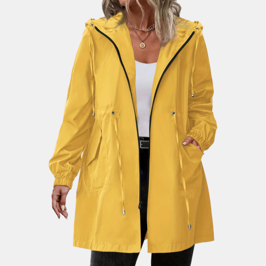 Women's Windbreaker Drawstring Waist Hooded Outdoor Jacket
