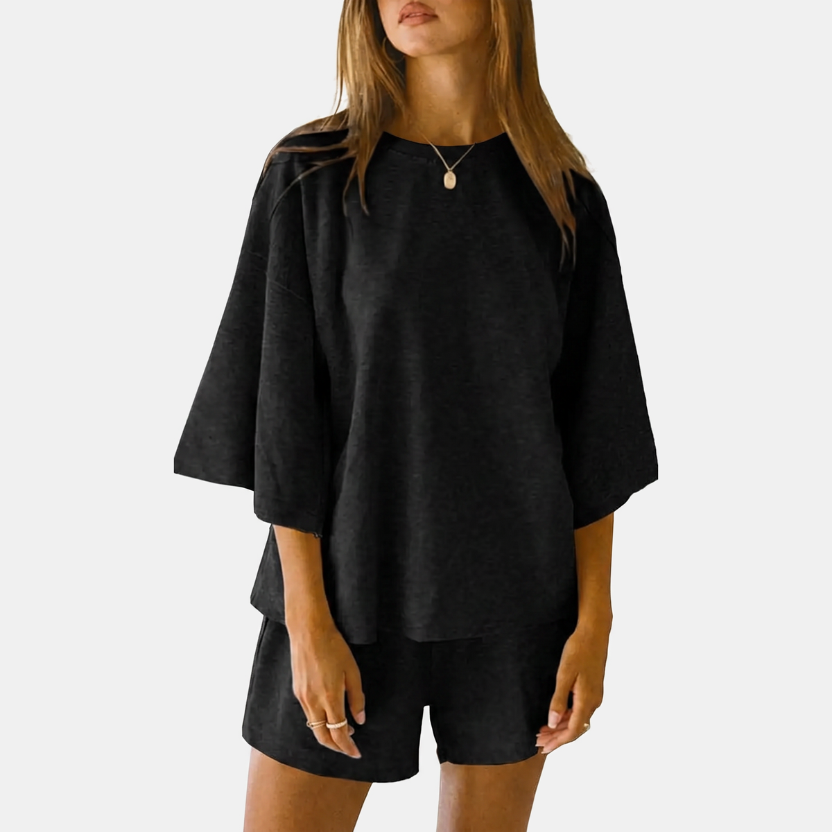 Women's Lounge Set Three Quarter Sleeve Top and Shorts