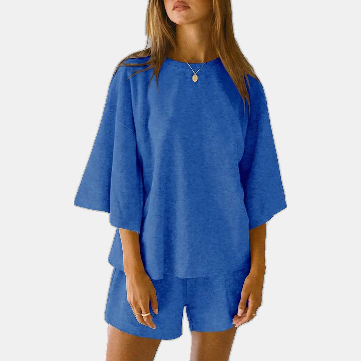 Women's Lounge Set Oversized Drop Shoulder Top and Mini Shorts
