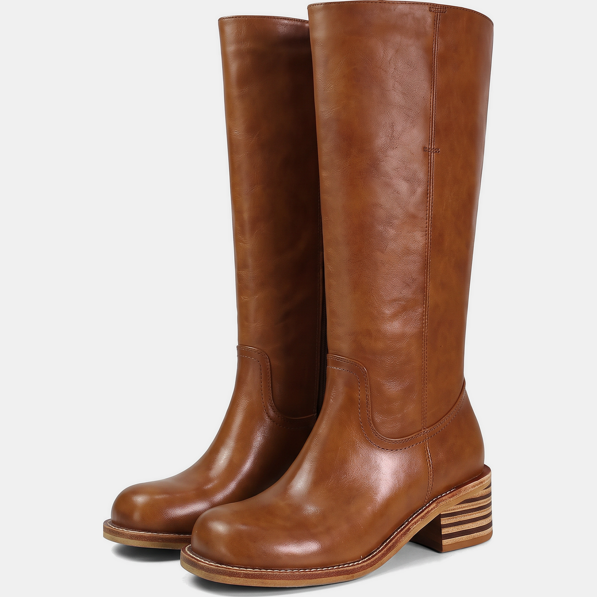 Women's Square Toe Block Heel Knee High Boots