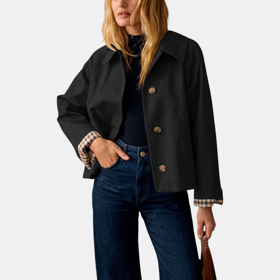 Women's Plaid Lined Cropped Button Front Jacket