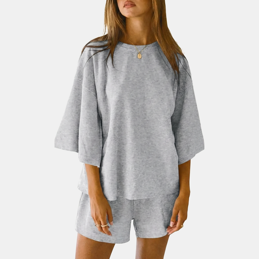 Women's Lounge Set Three Quarter Sleeve Top and Shorts