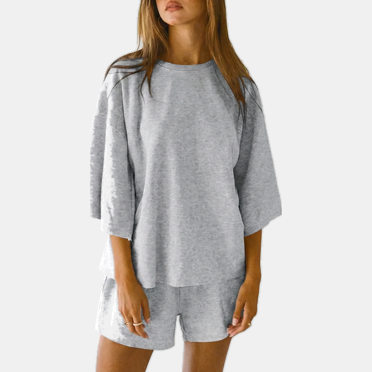 Women's Lounge Set Oversized Drop Shoulder Top and Mini Shorts