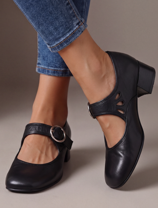 Josephine Leather Mary Janes - Black