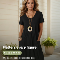 Kwani cocoon cut flatters every figure, sizes S to 5XL