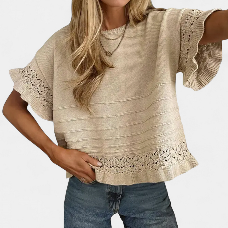 HAZEL | Ruffled Hem Knit Pullover Top