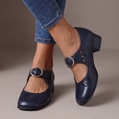 Josephine Leather Mary Janes - Navy Blue