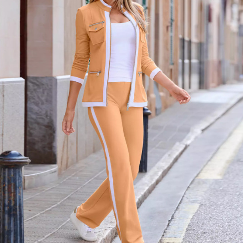 Two-Piece Color-Block Tracksuit for Women