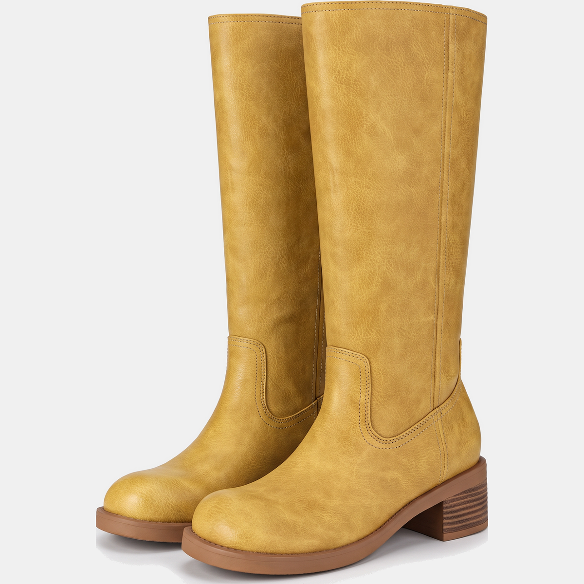 Women's Square Toe Block Heel Knee High Boots